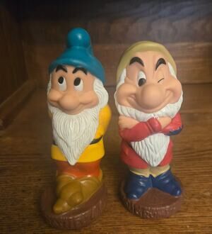 Disney Snow White Seven Dwarfs VTG Grumpy Bashful Figure Set 5 Inch Vinyl PVC